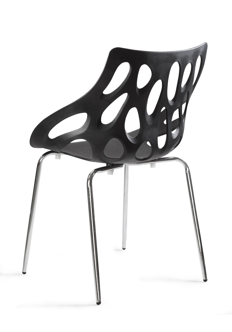 Stuhl AREAL stapelbar MATERIAL Rückenlehne und Sitz aus starkem Polypropylenmaterial FARBE schwarz EDRALO