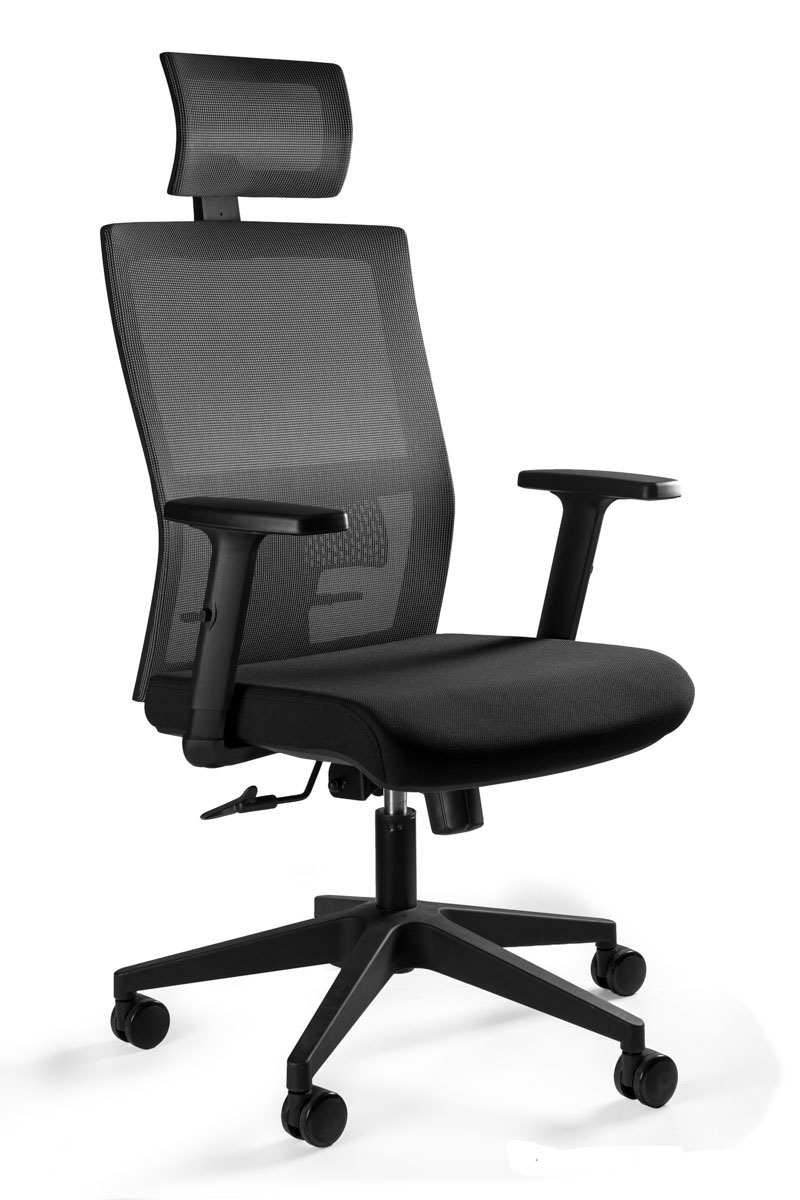 Office chair ASK black headrest upholstered with mesh
