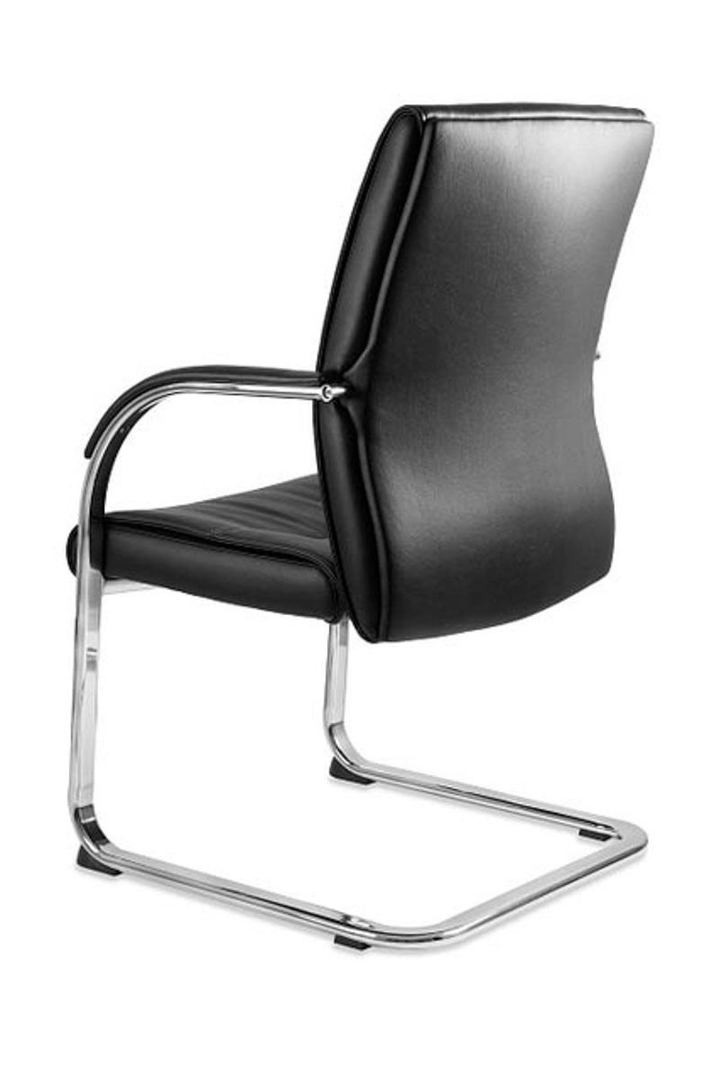 Office visitor chair BALAGA-SKID black eco-leather