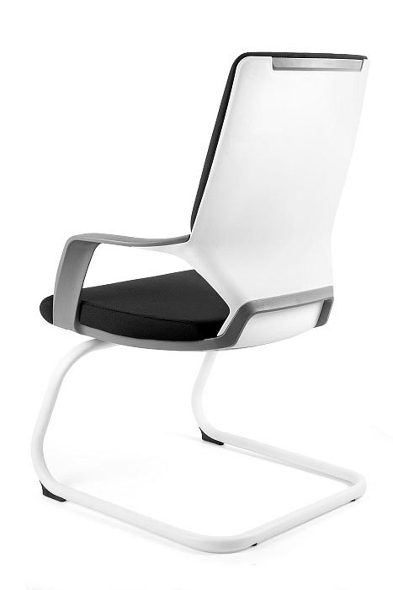 Krzesło biurowe ESMA-SKID W z podłokietnikami  białe