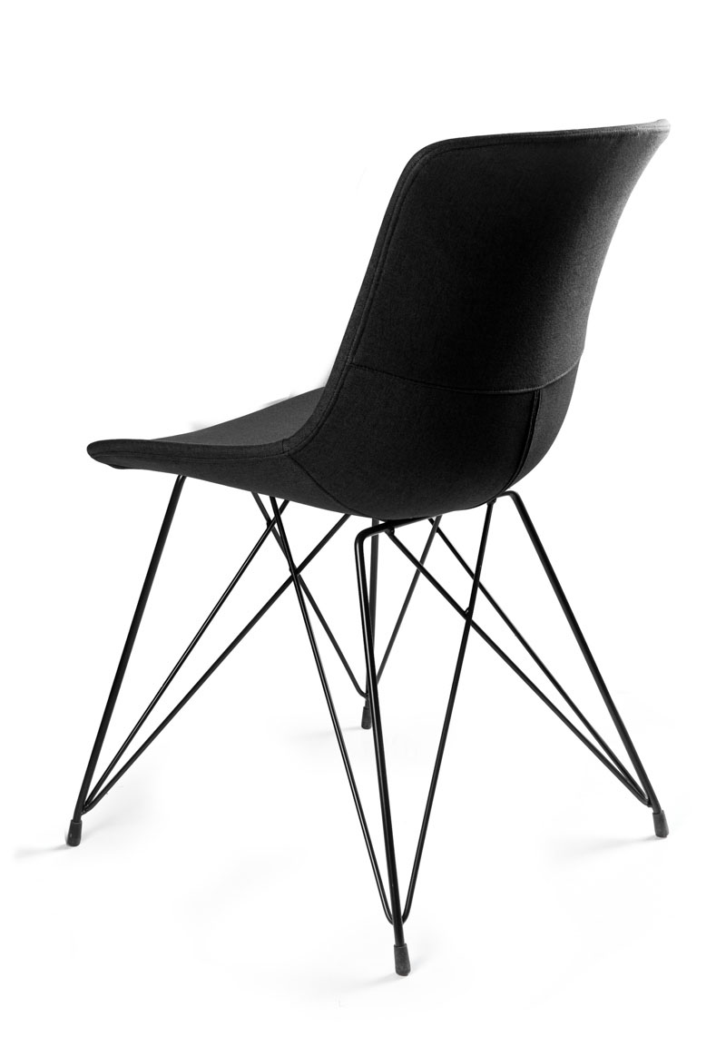 Office visitor chair HENRIKE-BR upholstered with fabric LF MATERIAL Backrest and seat made of strong PP material are an integral part of the whole Backrest and seat upholstered with fabric Base made of black lacquered metal COLOUR black EDRALO