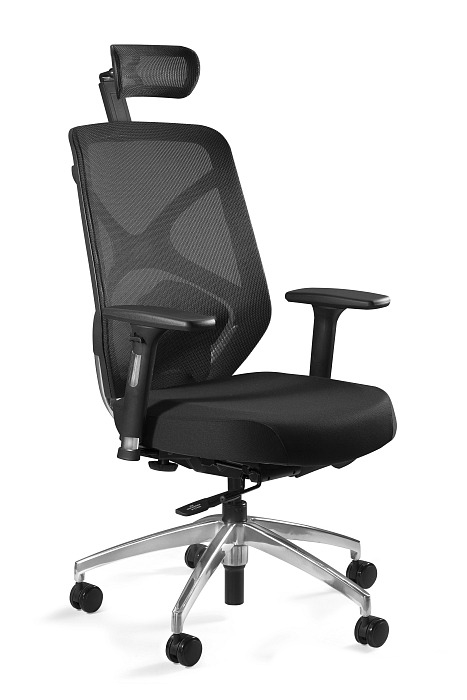 Krzesło biurowe czarne REX tapicerowane siatką i tkaniną BL