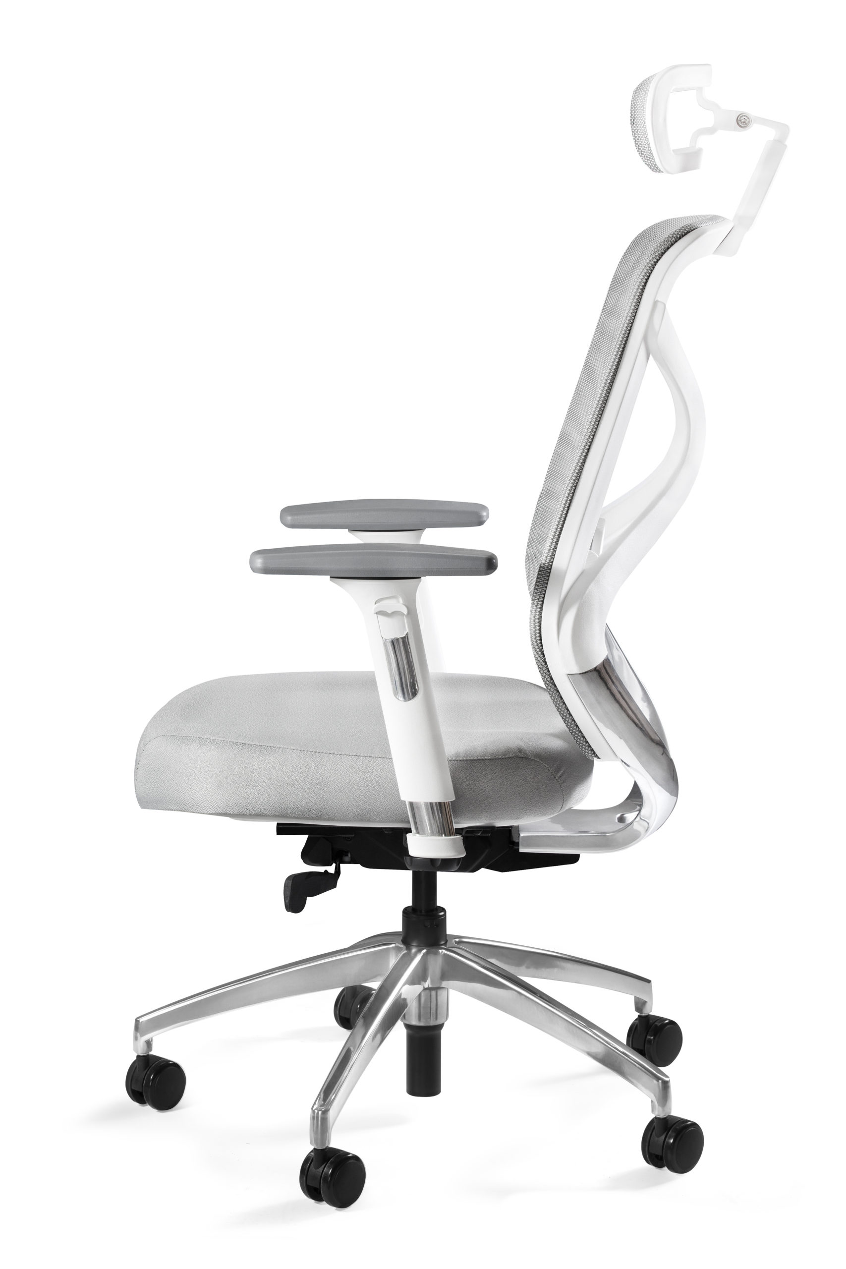 Krzesło biurowe białe REX tapicerowane siatką BL i tkaniną
