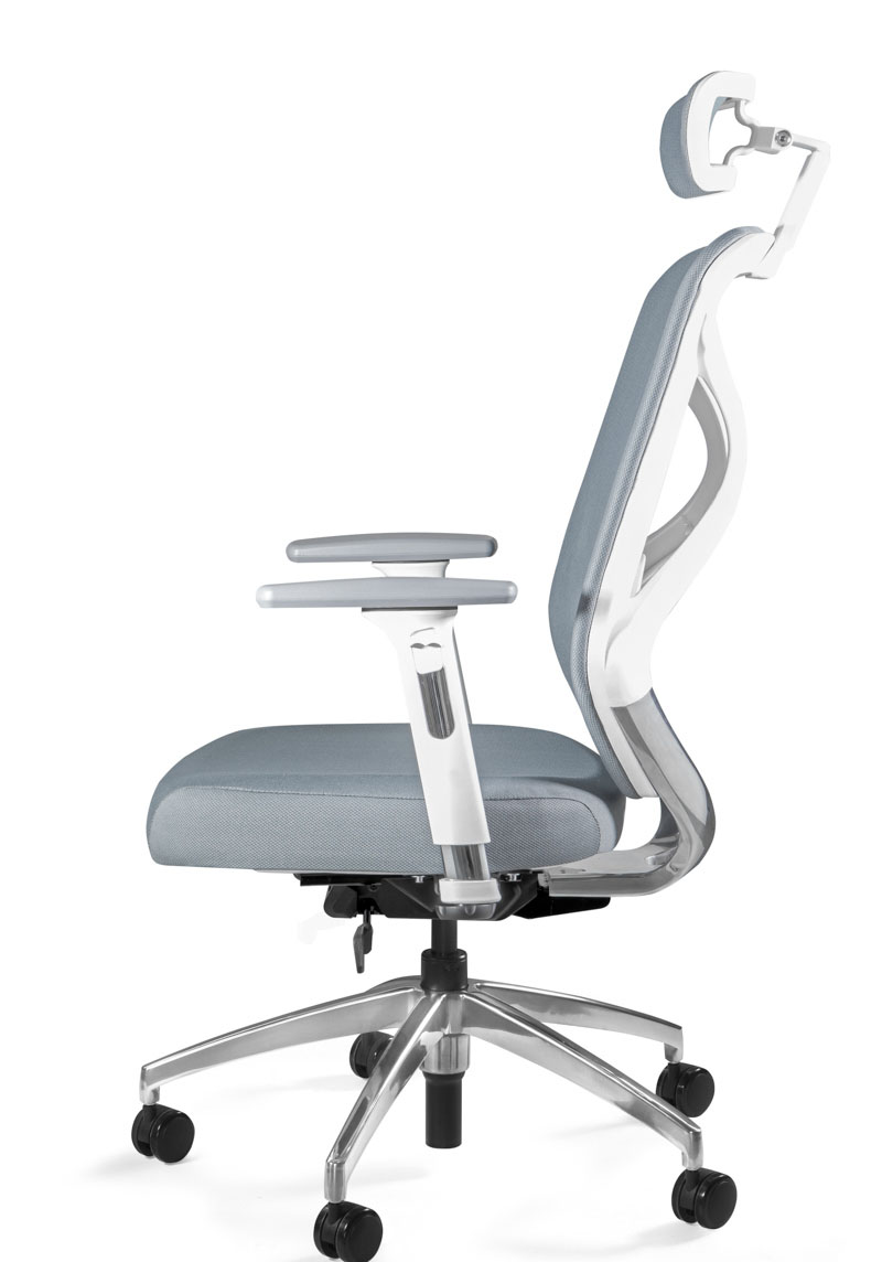 Krzesło biurowe białe REX tapicerowane SM z Mechanizm-SYNCHRON