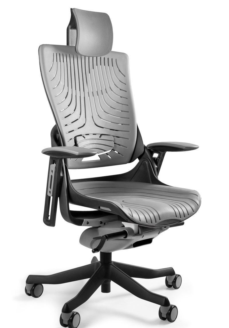 Krzesło biurowe MERRYFAIR WAU-2 czarne Elastomer szary z oparciem dla kręgów lędźwiowych edralo