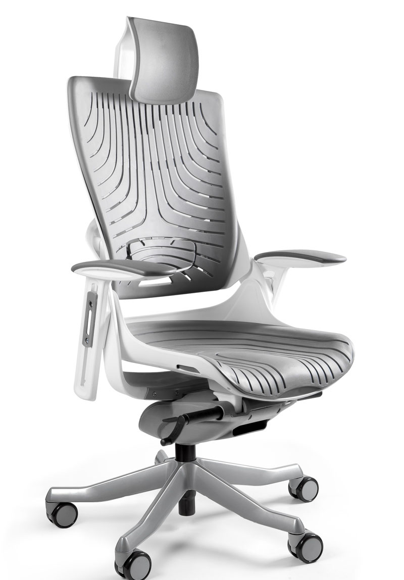 Krzesło biurowe MERRYFAIR WAU-2 biały Elastomer szary z oparciem dla kręgów lędźwiowych edralo