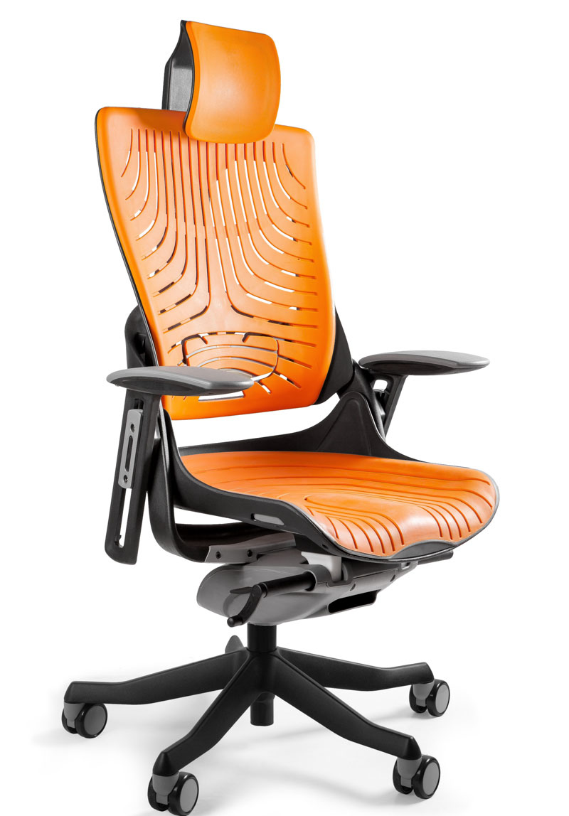 edralo Krzesło biurowe WAU-2 czarne Elastomer mango MERRYFAIR z oparciem dla kręgów lędźwiowych. Krzesło do biura lub Homeoffice