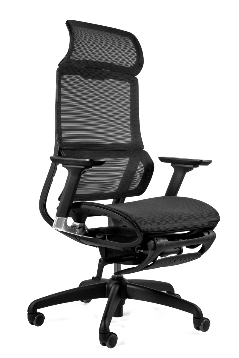 Krzesło biurowe COSMOS z wysuwanym podnóżkiem czarne