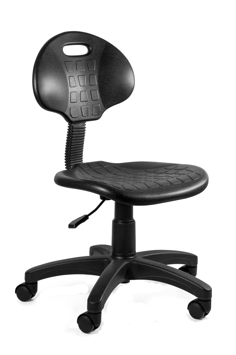 Krzesło laboratoryjne GORION z czarne go poliuretanu