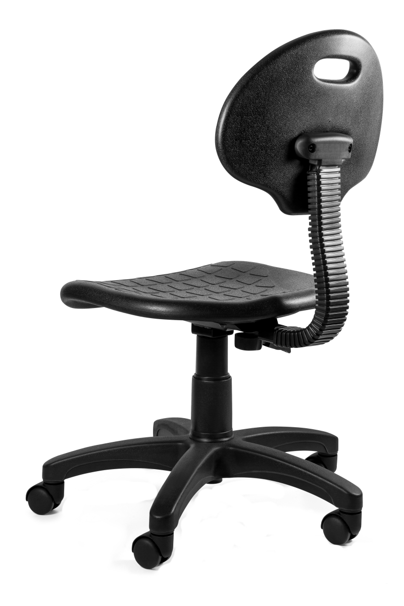 Krzesło laboratoryjne GORION z czarne go poliuretanu KOLOR czarny MATERIAŁ Poliuretan i tworzywo nylon EDRALO
