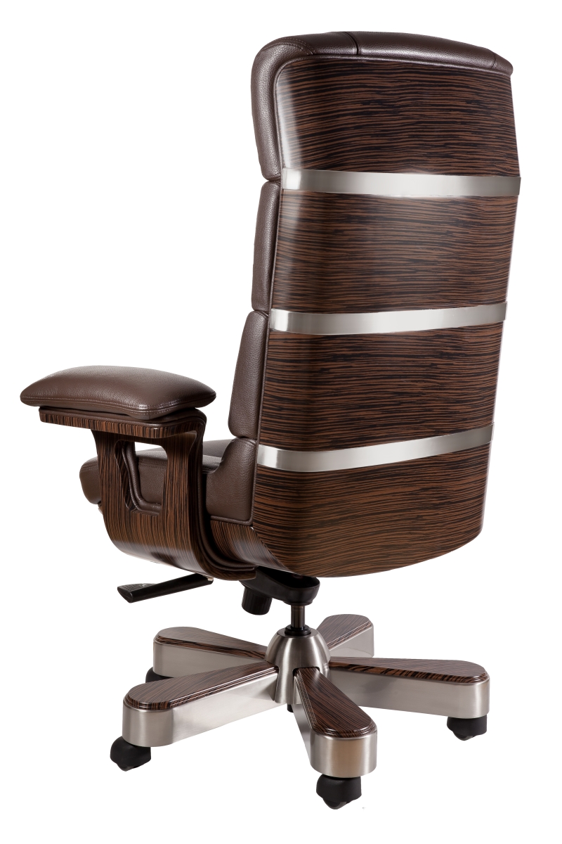 Fotel biurowy LORDO brązowy  tapicerowany skórą